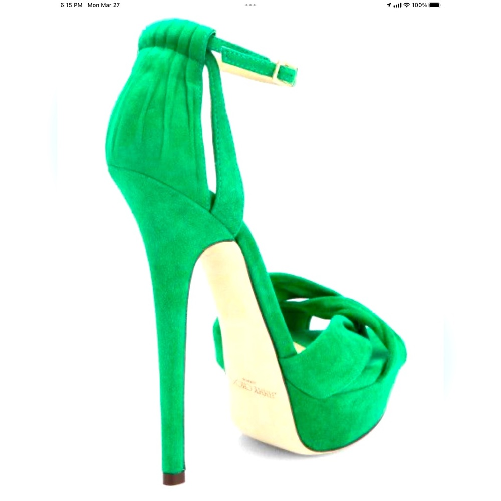 💯%Authentic JIMMY CHOO Greta Emerald Green Suede Sandals! $$PRICE DROP ALERT!!
